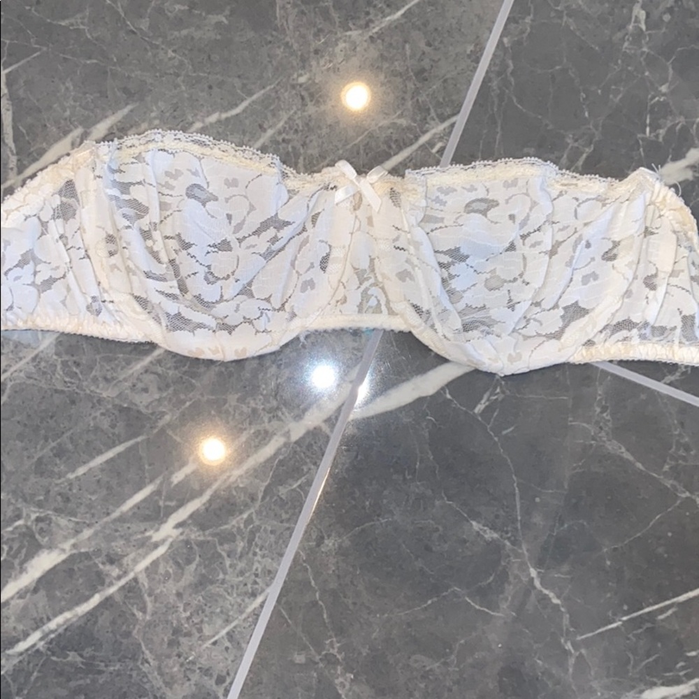 White strapless lace bra lingerie